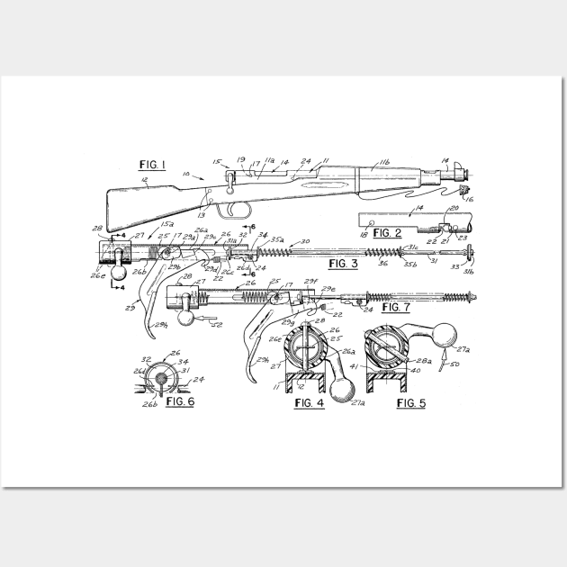 Toy Rifle Vintage Patent Hand Drawing Wall Art by TheYoungDesigns